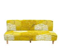 Mateju Copridivano Elasticizzato Senza Braccioli 2/3 Posti, Copridivano Letto Pieghevole Clic Clac Lavabile, Geometria Fodera per Divano Futon per Soggiorno Casa (Giallo Senape,160-190cm)