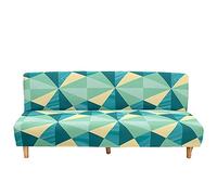 Mateju Copridivano Elasticizzato Senza Braccioli 2/3 Posti, Copridivano Letto Pieghevole Clic Clac Lavabile, Geometria Fodera per Divano Futon per Soggiorno Casa (Blu Verde,120-150cm)