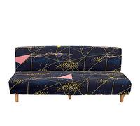 Mateju Copridivano Elasticizzato Senza Braccioli 2/3 Posti, Copridivano Letto Pieghevole Clic Clac Lavabile, Geometria Fodera per Divano Futon per Soggiorno Casa (Blu Navy,160-190cm)