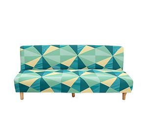 Mateju Copridivano Elasticizzato Senza Braccioli 2/3 Posti, Copridivano Letto Pieghevole Clic Clac Lavabile, Geometria Fodera per Divano Futon per Soggiorno Casa (Blu Verde,120-150cm)