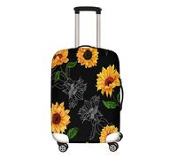 Mateju Coprivaligia Elastico Copertura per Bagagli Stampa di Girasole, Lavabile Trolley Custodia Protettiva per Adulti, Bambino, Teen, Viaggi, Business (Girasole B,S)