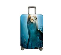 Mateju Coprivaligia Elastico, Lavabile Copertura per Bagagli Serie Delfini 3D Trolley Custodia Protettiva per Adulti Bambino Teen Viaggi Business (Sorrisi,S)