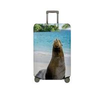 Mateju Coprivaligia Elastico, Lavabile Copertura per Bagagli Un Simpatico Leone Marino 3D Trolley Custodia Protettiva per Adulti Bambino Teen Viaggi Business 18-32 pollici (Leone marino,L)