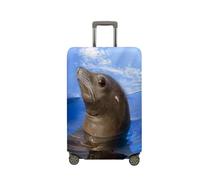 Mateju Coprivaligia Elastico, Lavabile Copertura per Bagagli Un Simpatico Leone Marino 3D Trolley Custodia Protettiva per Adulti Bambino Teen Viaggi Business 18-32 pollici (Carino,L)