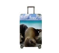 Mateju Coprivaligia Elastico, Lavabile Copertura per Bagagli Un Simpatico Leone Marino 3D Trolley Custodia Protettiva per Adulti Bambino Teen Viaggi Business 18-32 pollici (Sonno,M)