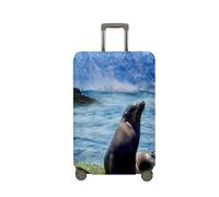 Mateju Coprivaligia Elastico, Lavabile Copertura per Bagagli Un Simpatico Leone Marino 3D Trolley Custodia Protettiva per Adulti Bambino Teen Viaggi Business 18-32 pollici (Leone marino 1,Xl)
