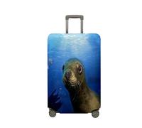 Mateju Coprivaligia Elastico, Lavabile Copertura per Bagagli Un Simpatico Leone Marino 3D Trolley Custodia Protettiva per Adulti Bambino Teen Viaggi Business 18-32 pollici (Mare,Xl)