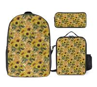 Mateju Crisantemo Zaino Bambini, Set la Scuola e da Viaggio per Bambini, Composto da Zaino, Portapranzo e Astuccio (3 pezzi) per Bambini e Bambine Delle Scuole Elementari e Medie (B)