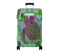 Mateju Cubierta de Equipaje Elástico, 3D Tortuga Marina Funda de Maleta con Bolsillos, Lavable Cubierta de Equipaje Protectora para Maletas de 19-32 Pulgadas (Verde Viola,S)