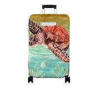 Mateju Cubierta de Equipaje Elástico, 3D Tortuga Marina Funda de Maleta con Bolsillos, Lavable Cubierta de Equipaje Protectora para Maletas de 19-32 Pulgadas (Rosso Verde,XL)