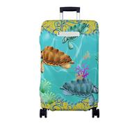 Mateju Cubierta de Equipaje Elástico, 3D Tortuga Marina Funda de Maleta con Bolsillos, Lavable Cubierta de Equipaje Protectora para Maletas de 19-32 Pulgadas (Verde Caffè,M)