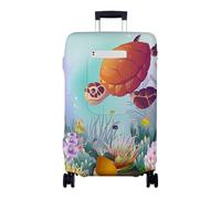 Mateju Cubierta de Equipaje Elástico, 3D Tortuga Marina Funda de Maleta con Bolsillos, Lavable Cubierta de Equipaje Protectora para Maletas de 19-32 Pulgadas (Caffè Grigio,XL)