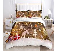 Mateju Decorazione Natalizia Set Copripiumino Matrimoniale Singolo 3 Pezzi in Microfibra, 1 Copripiumino + 2 federe 50x75cm, Morbida Set Biancheria da Letto con Chiusura (Pacco Regalo,240x220cm)