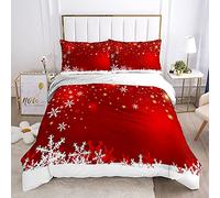 Mateju Decorazione Natalizia Set Copripiumino Matrimoniale Singolo 3 Pezzi in Microfibra, 1 Copripiumino + 2 federe 50x75cm, Morbida Set Biancheria da Letto con Chiusura (Fiocco di Neve,240x220cm)