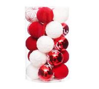 Mateju Palline di Natale Set di 25, Palline di Natale Personalizzate Infrangibili, Addobbi Natalizi Decorazioni per Festa del Festival Appeso Albero di Natalizi Ghirlande Albero (Rosso Bianco,6cm)