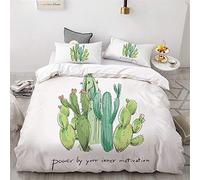 Mateju Parure Copripiumino con 3D NordicoStampa Digitale e Federe in Microfibra Set di Biancheria da Letto per Letto Singolo Matrimoniale King (220x260cm,Cactus)