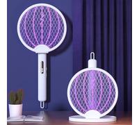 Mateju Racchetta Zanzare Elettrica Ricaricabile, Racchetta Zanzare Elettrica USB, Fulmina Mosche e Insetti Volanti Leggera e Portatile per Casa, Giardino, Campeggio (XH-43B-Bianco)