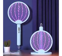 Mateju Racchetta Zanzare Elettrica Ricaricabile, Racchetta Zanzare Elettrica USB, Fulmina Mosche e Insetti Volanti Leggera e Portatile per Casa, Giardino, Campeggio (XH-43B-Blu)