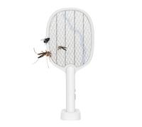 Mateju Racchetta Zanzare Elettrica Ricaricabile, Racchetta Zanzare Elettrica USB, Fulmina Mosche e Insetti Volanti Leggera e Portatile per Casa, Giardino, Campeggio (985G Bianca)
