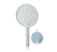 Mateju Racchetta Zanzare Elettrica Ricaricabile USB Racchetta Mosche Elettrica Pieghevole Antizanzare Ammazza Zanzare elettrico Paletta Leggera e Portatile per Casa Giardino Campeggio (Bianco)