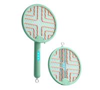 Mateju Racchetta Zanzare Elettrica Ricaricabile USB Racchetta Zanzare Elettrica Pieghevole Comodo con Luce LED e Base, Protezione Maglia a 3 Strati per Casa Giardino Campeggio (Verde)