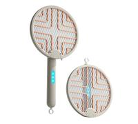 Mateju Racchetta Zanzare Elettrica Ricaricabile USB Racchetta Zanzare Elettrica Pieghevole Comodo con Luce LED e Base, Protezione Maglia a 3 Strati per Casa Giardino Campeggio (Cachi)