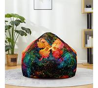 Mateju Sacco Puff Poltrona, Stampa 3D di Farfalla Sacco Puff Poltrona senza Riempimento, Cotone e Lino Funda para Fagiolo para Guardar Ropa, Edredones (Verde Giallo,80x90cm)