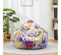 Mateju Sacco Puff Poltrona, Stampa 3D di Farfalla Sacco Puff Poltrona senza Riempimento, Cotone e Lino Funda para Fagiolo para Guardar Ropa, Edredones (Blu Giallo,70x80cm)