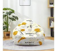 Mateju Sacco Puff Poltrona, Stampa 3D Pallacanestro Sacco Puff Poltrona senza Riempimento, Cotone e Lino Funda para Fagiolo para Guardar Ropa, Edredones (Bianco-Giallo 1,80x90cm)