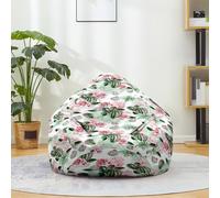 Mateju Sacco Puff Poltrona, Stampa Cactus Sacco Puff Poltrona senza Riempimento, Cotone e Lino Funda para Fagiolo para Guardar Ropa, Edredones, Peluches (Bianco-Verde-Rosa,100x120cm)