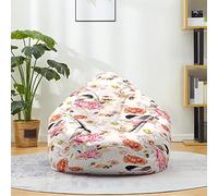 Mateju Sacco Puff Poltrona, Stampa Floreale 3D Sacco Puff Poltrona senza Riempimento, Cotone e Lino Funda para Fagiolo para Guardar Ropa, Edredones (Bianco Rosa,100x120cm)