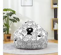 Mateju Sacco Puff Poltrona, Stampa Gatto Sacco Puff Poltrona senza Riempimento, Cotone e Lino Funda para Fagiolo para Guardar Ropa, Edredones, Peluches (Bianco,70x80cm)