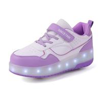 Mateju Scarpe con Rotelle Bambina Bambino Sportive Scarpe da Skateboard, Rotelle a Scomparsa Skateboard Sneakers Ragazza Scarpe da Ginnastica da Pattini per Adulto Donna Uomo 30 EU Viola
