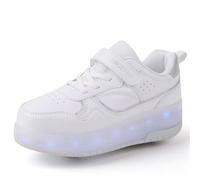 Mateju Scarpe con Rotelle Bambina Bambino Sportive Scarpe da Skateboard, Rotelle a Scomparsa Skateboard Sneakers Ragazza Scarpe da Ginnastica da Pattini per Adulto Donna Uomo 34 EU Bianco