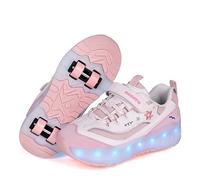 Mateju Scarpe con Rotelle Bambina Ragazza Ragazzo Sportive Scarpe da Skateboard LED Luci, 4 Rotelle Rimovibile Skateboard Ginnastica da Pattini Sneakers per Bambino, 30-38 EU (Rosa,31)