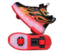 Mateju Scarpe con Rotelle Bambina Ragazzo Ragazza Sportive Scarpe da Skateboard, 2 Rotelle LED Luci Rimovibile Skateboard Ginnastica da Pattini Sneakers per Bambino Donna Uomo (Rosso,41)