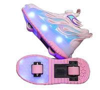 Mateju Scarpe con Rotelle Bambina Ragazzo Ragazza Sportive Scarpe da Skateboard, 2 Rotelle LED Luci Rimovibile Skateboard Ginnastica da Pattini Sneakers per Bambino Donna Uomo (Rosa,39)