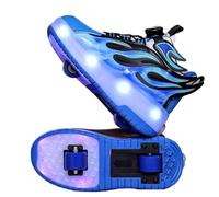 Mateju Scarpe con Rotelle Bambina Ragazzo Ragazza Sportive Scarpe da Skateboard, 2 Rotelle LED Luci Rimovibile Skateboard Ginnastica da Pattini Sneakers per Bambino Donna Uomo (Blu,34)