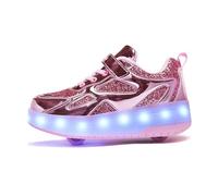 Mateju Scarpe con Rotelle Bambino Bambina Sportive Scarpe da Skateboard, Rotelle a Scomparsa Skateboard Sneakers Scarpe da Ginnastica da Pattini per Adulto Donna Uomo, 32 EU Rosa