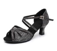 Mateju Scarpe da Ballo Latino Donna, Tacco 5,5cm/7,5cm - Scarpe Salsa Bachata Eleganti per Danza Classica Latino-Americano e Serate Caraibiche e Professionisti (Nero, 5,5 cm,37)