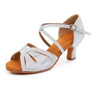 Mateju Scarpe da Ballo Latino Donna, Tacco 5,5cm/7,5cm - Scarpe Salsa Bachata Eleganti per Danza Classica Latino-Americano e Serate Caraibiche e Professionisti (Bianco, 5,5 cm,41)