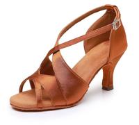 Mateju Scarpe da Ballo Latino Donna, Tacco 5cm 7cm - Raso Scarpe Salsa Bachata Eleganti per Danza Classica Latino-Americano e Serate Caraibiche e Professionisti (Marrone, 7 cm,37)