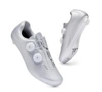 Mateju Scarpe da Ciclismo Uomo Donna, Scarpe da Strada Unisex-Adulto Traspiranti,Sneaker da Bici Strada Compatibile SPD-SL Delta Blocco Pedale Sneaker Sportive da Esterno -XT200 (Argento,43)
