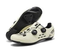 Mateju Scarpe da Ciclismo Uomo Donna, Scarpe da Strada Unisex-Adulto Traspiranti,Sneaker da Bici Strada Compatibile SPD-SL Delta Blocco Pedale Sneaker Sportive da Esterno -2021 (Beige,45)