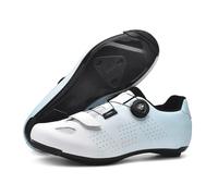 Mateju Scarpe da Ciclismo Uomo Donna, Scarpe da Strada Unisex-Adulto Traspiranti,Sneaker da Bici Strada Compatibile SPD-SL Delta Blocco Pedale Sneaker Sportive da Esterno (6003 Bianco Blu,45)