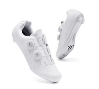 Mateju Scarpe da Ciclismo Uomo Donna, Scarpe da Strada Unisex-Adulto Traspiranti,Sneaker da Bici Strada Compatibile SPD-SL Delta Blocco Pedale Sneaker Sportive da Esterno -XT200 (Bianco,47)