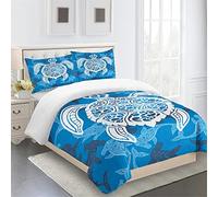 Mateju Set Copripiumino 3D, Animali Marini Stampa Set Biancheria da Letto 3 Pezzi con Copripiumini e Federe, Biancheria da Letto per Letto Singolo Matrimoniale King (155x220cm,Tartaruga di Mare)