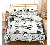 Mateju Set Copripiumino Singolo Matrimoniale, 3D Stampa Panda Copripiumino in Microfibra Set Biancheria da Letto 3 Pezzi 1 Copripiumino con Cerniera e 2 Federe (Panda Cartoni Animati,200x200cm)