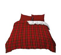 Mateju Set Copripiumino Tartan 3D Stampato, Copripiumino Matrimoniale in Microfibra Morbida Set Biancheria da Letto 3 Pezzi 1 Copripiumino con Cerniera e 2 Federe (240x220cm,Scozzese Rosso)