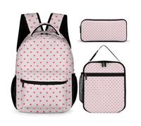 Mateju Set Zaino Scuola per Bambini, Modello d'amore Set la Scuola e da Viaggio per Bambini, Composto da Zaino, Portapranzo e Astuccio per Bambini e Bambine Delle Scuole (Rosa)